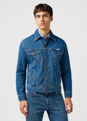 MESKA KURTKA JEANSOWA WRANGLER CLASSIC JACKET STONEWASH 112362737. Kurtki męskie Wrangler, l, bez wzorów, z jeansu, bez kaptura. Za 299.99 zł.