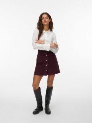 Vero Moda Spódnica sztruksowa w kolorze bordowym rozmiar: XXL. Czerwone spódniczki damskie Vero Moda, xxl, bez wzorów, ze sztruksu, z podwyższonym stanem, mini, proste. Za 74.11 zł.