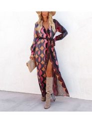 Milan Kiss Sukienka ze wzorem rozmiar: L. Sukienki damskie Milan Kiss, l, bez wzorów, bez kołnierzyka, bez ramiączek, midi, kopertowe. Za 165.99 zł.