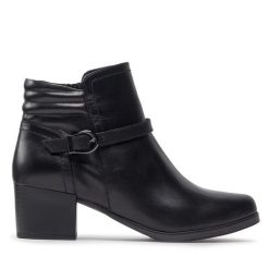 Botki Caprice. Czarne botki damskie Caprice, bez obcasa, na słupku, bez zapięcia. Za 379.99 zł.