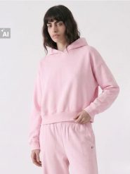 Dresowa bluza hoodie loose fit - różowy. Czerwone bluzy bez kaptura damskie Sinsay, l, z dresówki. Za 49.99 zł.
