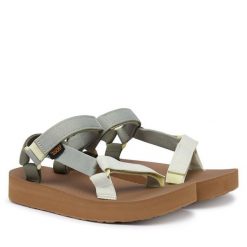 Sandały Teva. Zielone sandały damskie Teva, bez wzorów, bez obcasa, na koturnie. Za 329.99 zł.