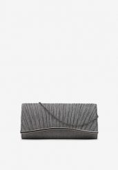 Szara Brokatowa Torebka Kopertówka z Łańcuszkiem Bobbette. Szare torebki wieczorowe Renee, bez wzorów, eleganckie, bez kołnierzyka, bez ramiączek. Za 59.99 zł.