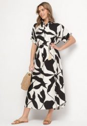 Czarna Sukienka Rozkloszowana z Bawełną w Abstrakcyjny Print Telanisa. Czarne sukienki damskie Born2be, na co dzień, xl, bez wzorów, z bawełny, eleganckie, bez kołnierzyka, bez ramiączek, maxi, rozkloszowane. W wyprzedaży za 67.99 zł.