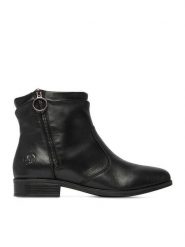 Rieker Botki CEO-77041-01 Czarny. Czarne botki damskie Rieker, ze skóry, bez obcasa, na płaskiej podeszwie, bez zapięcia. Za 419.99 zł.