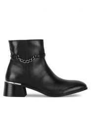 Sergio Bardi Botki WI32-E1097-02SB Czarny. Czarne botki damskie Sergio Bardi, ze skóry, bez obcasa, na słupku, bez zapięcia. Za 369.99 zł.