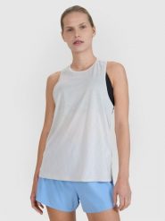 4F Top do biegania regular szybkoschnący damski - szary 3XL. Szare topy damskie 4f, uniwersalny, bez wzorów, z dzianiny, bez kołnierzyka. W wyprzedaży za 59.99 zł.