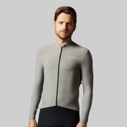 Ciepła męska koszulka kolarska z długim rękawem. Szare t-shirty sportowe męskie ACELERA, na jesień, l, z materiału, bez ramiączek, rowerowe. Za 229.99 zł.