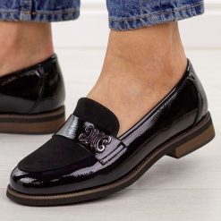 Czarne lekkie mokasyny damskie Potocki 19459. Czarne mokasyny damskie POTOCKI, z jeansu. Za 189.00 zł.