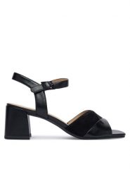 Caprice Sandały 9-28301-46 Czarny. Czarne sandały damskie Caprice, bez wzorów, ze skóry, bez obcasa, na słupku. Za 228.99 zł.