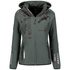 Kurtka softshell Geographical Norway (WU8088F/GN D.GREY/BLACK). Czarne kurtki softshell damskie Geographical Norway, bez wzorów, z softshellu, bez kaptura. Za 239.00 zł.