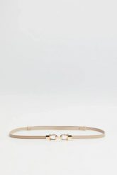 Cienki pasek beżowy. Brązowe paski damskie MOODO, bez wzorów. Za 34.99 zł.