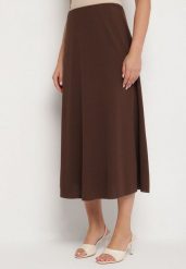 Ciemnobrązowa Klasyczna Spódnica Midi Rozkloszowana Verettia. Brązowe spódniczki damskie Born2be, uniwersalny, z aplikacjami, eleganckie, midi, rozkloszowane. Za 49.99 zł.