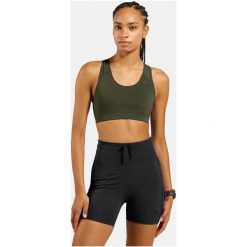 Biustonosz sportowy damski ODLO Sport bra MEDIUM SUPPORT. Zielone biustonosze sportowe damskie Odlo, bez wzorów, z elastanu. Za 189.99 zł.
