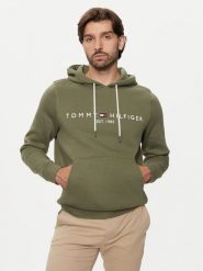 Tommy Hilfiger Bluza Logo MW0MW11599 Zielony Regular Fit. Zielone bluzy bez kaptura męskie Tommy Hilfiger, l, z bawełny. Za 399.99 zł.
