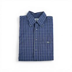 Second life - Klasyczna koszula w kratę dla mężczyzn - Stan bardzo dobry. Niebieskie koszule męskie Lacoste, m, bez wzorów, bez kołnierzyka, bez ramiączek. Za 169.16 zł.