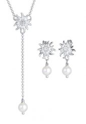 Elli Damski edelweiss zawieszka zestaw kolczyki z perłami muszli w srebrze 925 Sterling Silver Zestawy 1 ct. Szare kolczyki damskie Elli, z perłą, srebrne. Za 378.99 zł.