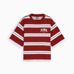 Puma Koszulka Squad Striped 68153813. Czerwone t-shirty damskie Puma, bez wzorów, bez kołnierzyka. Za 79.99 zł.