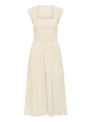 Soaked in Luxury Sukienka w kolorze kremowym rozmiar: S. Brązowe sukienki damskie Soaked in Luxury, s, bez wzorów, bez kołnierzyka, bez ramiączek, midi, rozkloszowane. Za 208.99 zł.