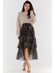 Awama Spódnica w kolorze czarnym ze wzorem rozmiar: L/XL. Czarne spódniczki damskie Awama, l, bez wzorów, midi, asymetryczne. Za 144.99 zł.