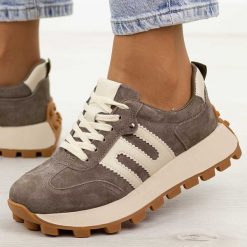 Taupe skórzane półbuty damskie Filippo Dp6743/26. Półbuty damskie Filippo, bez wzorów, z jeansu, eleganckie, bez obcasa, na platformie. Za 259.00 zł.