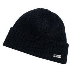 Capu Czapka zimowa 728-B Black. Czarne czapki męskie Capu, na zimę, bez wzorów, z materiału. W wyprzedaży za 19.00 zł.