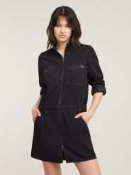 G-Star Sukienka dżinsowa w kolorze czarnym rozmiar: L. Czarne sukienki damskie G-Star, l, bez wzorów, retro, bez kołnierzyka, bez ramiączek, mini. Za 369.84 zł.