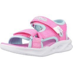 Sandały SKECHERS SOLA GLOW SANDAL Rose. Czerwone sandały damskie Skechers, bez wzorów, z syntetyku, bez obcasa. Za 215.99 zł.