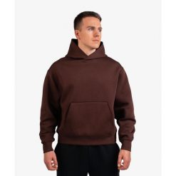 Bluza INTERLOCK OVERSIZE DZIK® brązowa. Brązowe bluzy z kapturem męskie DZIK, s, z materiału. Za 349.99 zł.