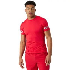 T-shirt Björn Borg. Czerwone t-shirty męskie Björn Borg, l, bez wzorów, z elastanu, bez kołnierzyka. Za 194.00 zł.