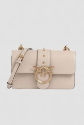 PINKO Beżowa kopertówka Love One Mini St. Cl Vitello Seta. Brązowe torebki wieczorowe Pinko, bez wzorów, ze skóry, eleganckie, bez kołnierzyka, bez ramiączek. W wyprzedaży za 1,059.99 zł.