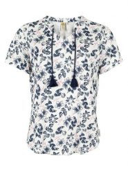 Roadsign Bluzka w kolorze granatowo-kremowym rozmiar: S. Brązowe bluzki damskie Roadsign, s, bez wzorów, z wiskozy, bez kołnierzyka, bez ramiączek. Za 43.99 zł.