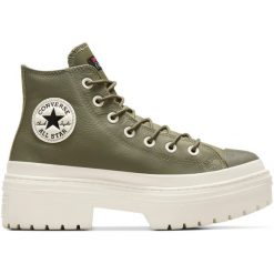 Buty sportowe Converse Chuck Taylor As Lugged Heel. Zielone buty sportowe na co dzień damskie Converse, bez wzorów, ze skóry ekologicznej. Za 690.00 zł.