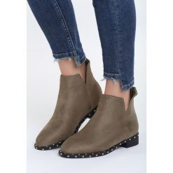 Khaki Botki Make Yourself. Brązowe botki damskie Born2be, bez obcasa, na płaskiej podeszwie, bez zapięcia. Za 109.99 zł.