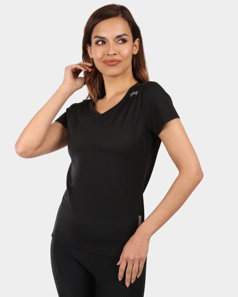 Damska koszulka funkcyjna Kilpi DIMA-W. Czarne t-shirty damskie Kilpi, s, bez wzorów, z materiału, bez kołnierzyka. Za 112.21 zł.