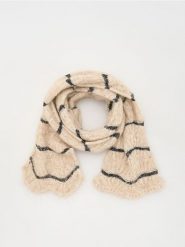 Miękki szalik z cekinami - kremowy. Białe szaliki i kominy damskie Reserved, bez wzorów. W wyprzedaży za 25.99 zł.