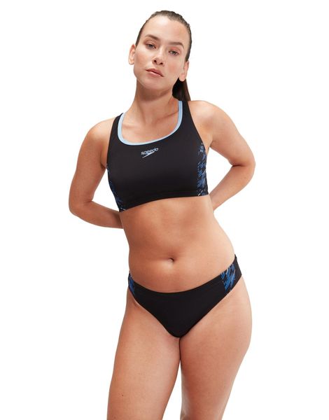 Strój kąpielowy dwuczęściowy damski Speedo Placement 2 Piece. Czarne bikini damskie Speedo, bez wzorów. Za 262.50 zł.