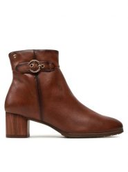 Pikolinos Botki W1Z-8588 Brązowy. Brązowe botki damskie Pikolinos, ze skóry, bez obcasa, na słupku, bez zapięcia. Za 699.99 zł.