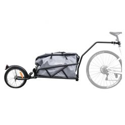 Przyczepka rowerowa jednokołowa z torbą i amortyzatorem. Czarne torebki dziecięce STORAG. Za 850.00 zł.