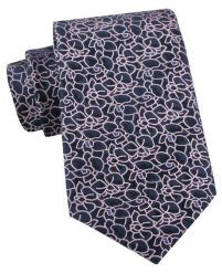 Krawat Męski - Granat w Różowe Kwiaty - Alties. Niebieskie krawaty i muchy męskie Alties, bez wzorów, z tkaniny, eleganckie. Za 55.00 zł.