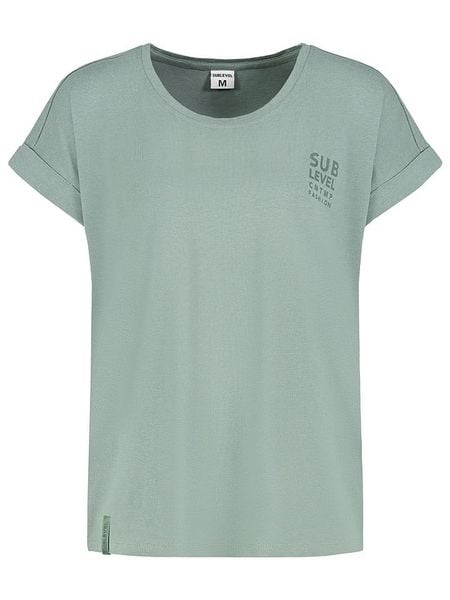 Sublevel Koszulka "Lina" w kolorze miętowym rozmiar: S. Zielone t-shirty damskie Sublevel, s, bez wzorów, z bawełny, bez kołnierzyka. Za 90.95 zł.