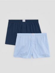 2 pack bokserek Loose z bawełny merceryzowanej - niebieski. Niebieskie bokserki męskie Reserved, bez wzorów, z bawełny. Za 79.99 zł.