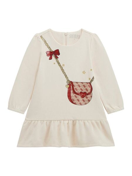 Guess Sukienka dzianinowa K5BK21 KAD74 Écru Regular Fit. Sukienki dziewczęce Guess, z aplikacjami, z bawełny, bez ramiączek. Za 199.99 zł.
