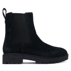 Sztyblety LAUREN RALPH LAUREN. Czarne botki damskie Lauren Ralph Lauren, bez obcasa, na płaskiej podeszwie, bez zapięcia. Za 889.99 zł.