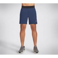 Spodenki Męskie Skechers. Niebieskie szorty męskie Skechers, bez kołnierzyka. Za 164.99 zł.