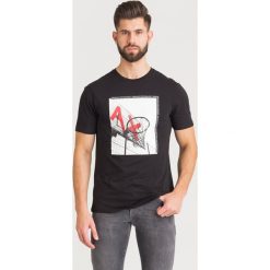 T-SHIRT Armani Exchange. Czarne t-shirty męskie Armani Exchange, l, bez wzorów, z bawełny, bez kołnierzyka. Za 125.40 zł.