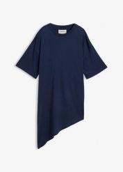 Bluzka z miękkiej mieszanki modalu. Czarne bluzki damskie bonprix, bez wzorów, z asymetrycznym kołnierzem, bez ramiączek. Za 32.99 zł.