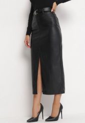 Czarna Spódnica Maxi z Ekoskóry i Paskiem Jile. Czarne spódniczki damskie Born2be, l, z aplikacjami, z podwyższonym stanem, maxi, ołówkowe. Za 159.99 zł.