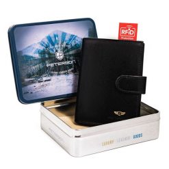 Portfel skórzany Peterson [DH] PTN 324Z 2-1 czarny. Czarne portfele męskie Peterson, bez wzorów, ze skóry. Za 100.99 zł.