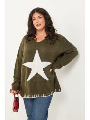 Curvy Lady Sweter w kolorze khaki rozmiar: 40/42. Brązowe swetry klasyczne damskie Curvy Lady, ze splotem, bez kołnierzyka. Za 156.61 zł.